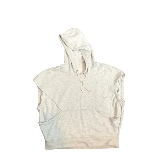 Jane + Delancey Light Gray Oversized Sleeveless 90's Style Hoodie Sweatshirt-Sma - Picture 11 of 13